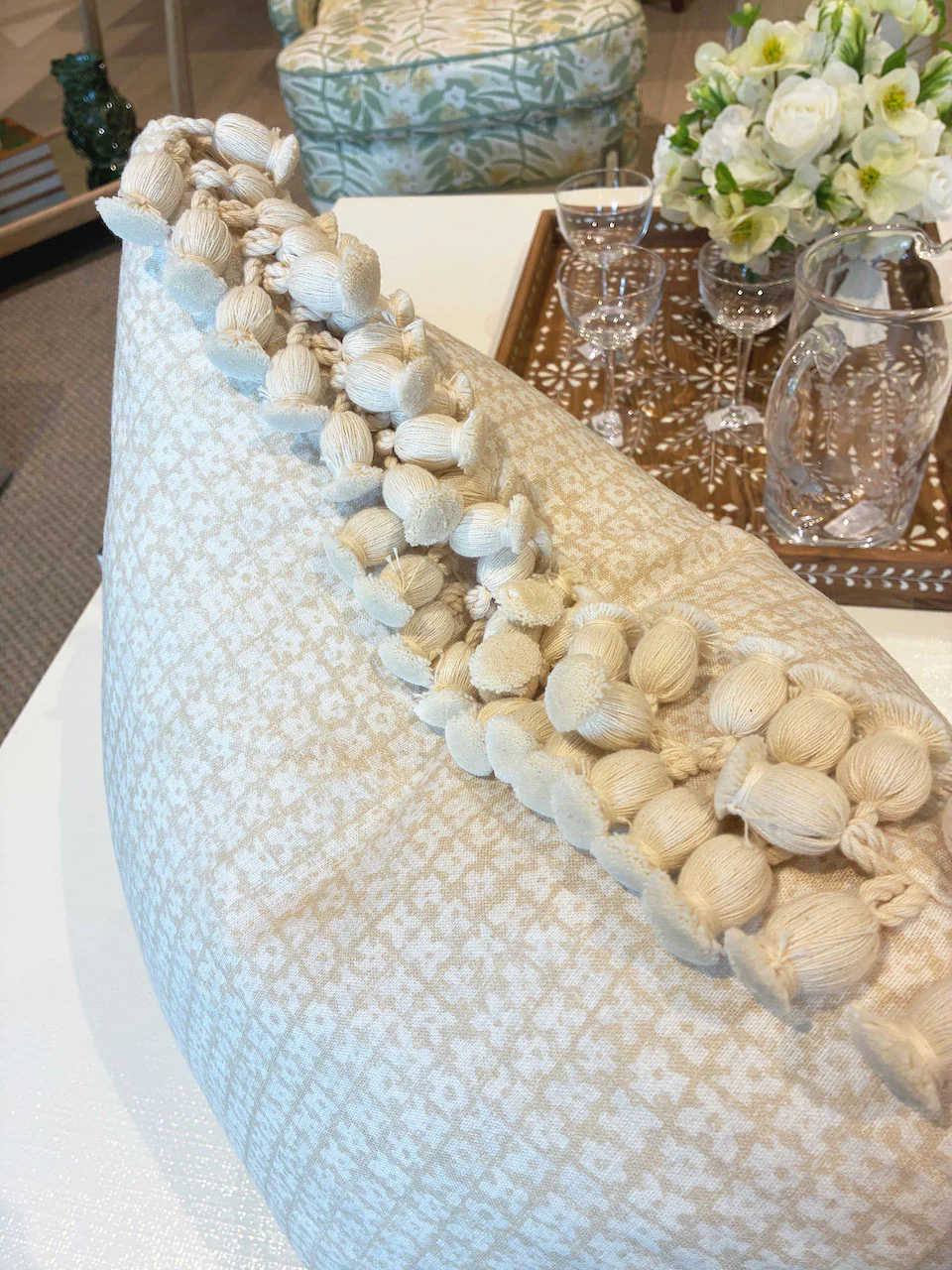 Boho Basketweave Tan Pillow - Image 2