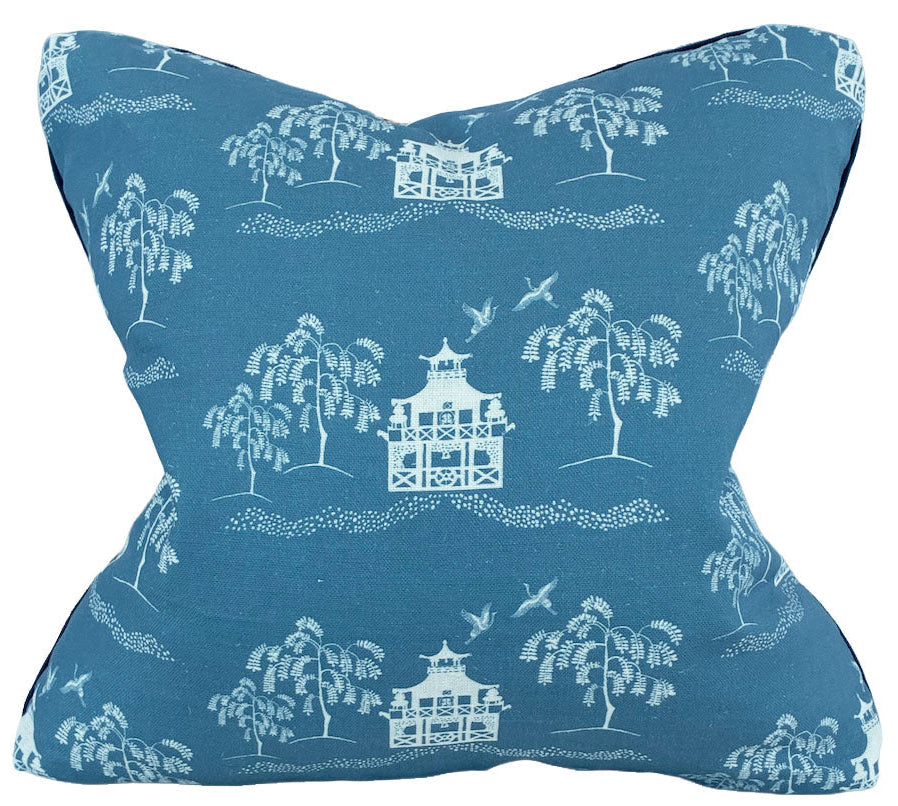 Fall Pagoda Blue Pillow