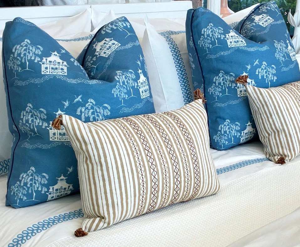 Fall Pagoda Blue Pillow - Image 3