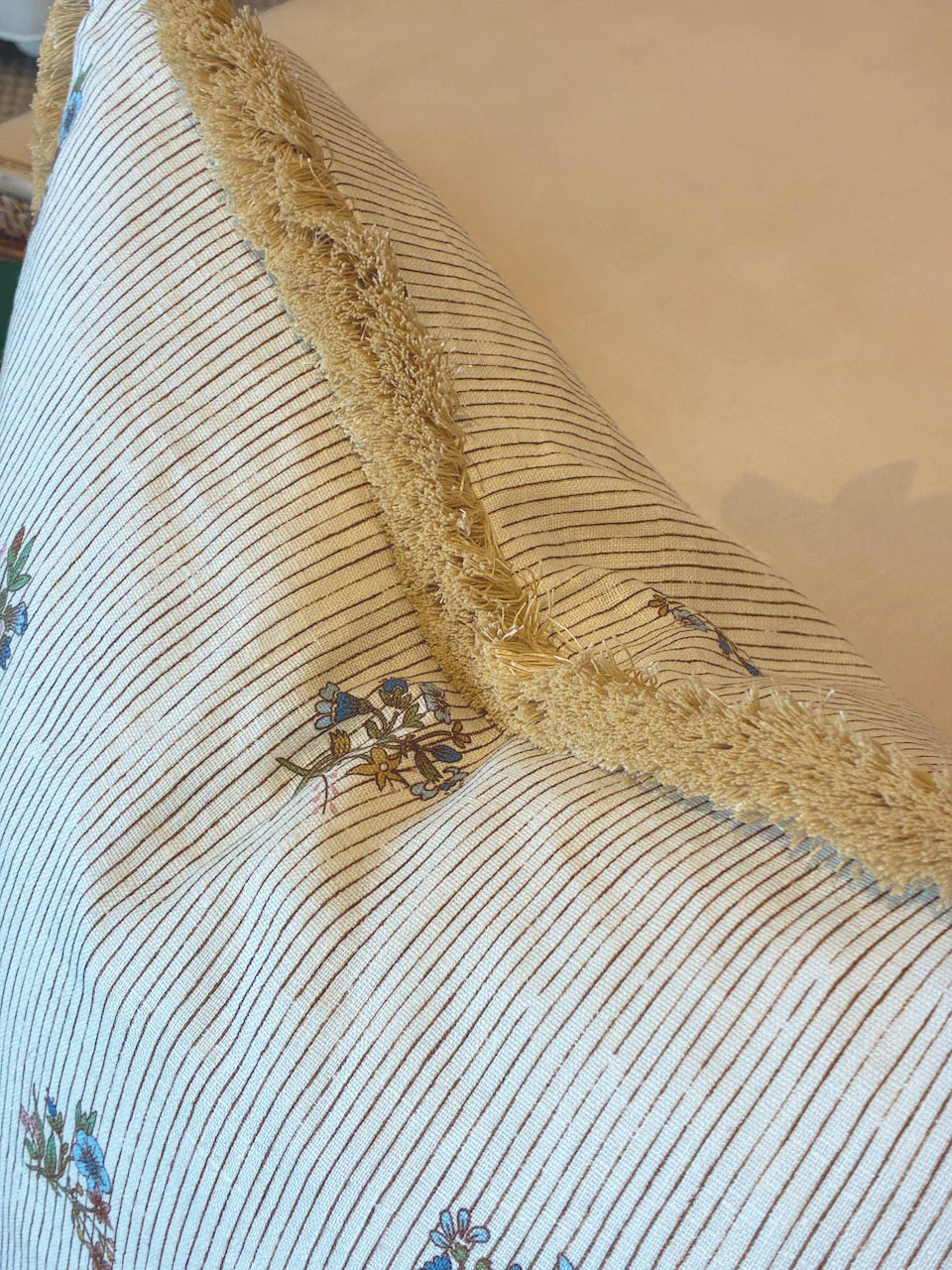 Flax Field Pinstripe Brush Fringe Pillow - Image 2