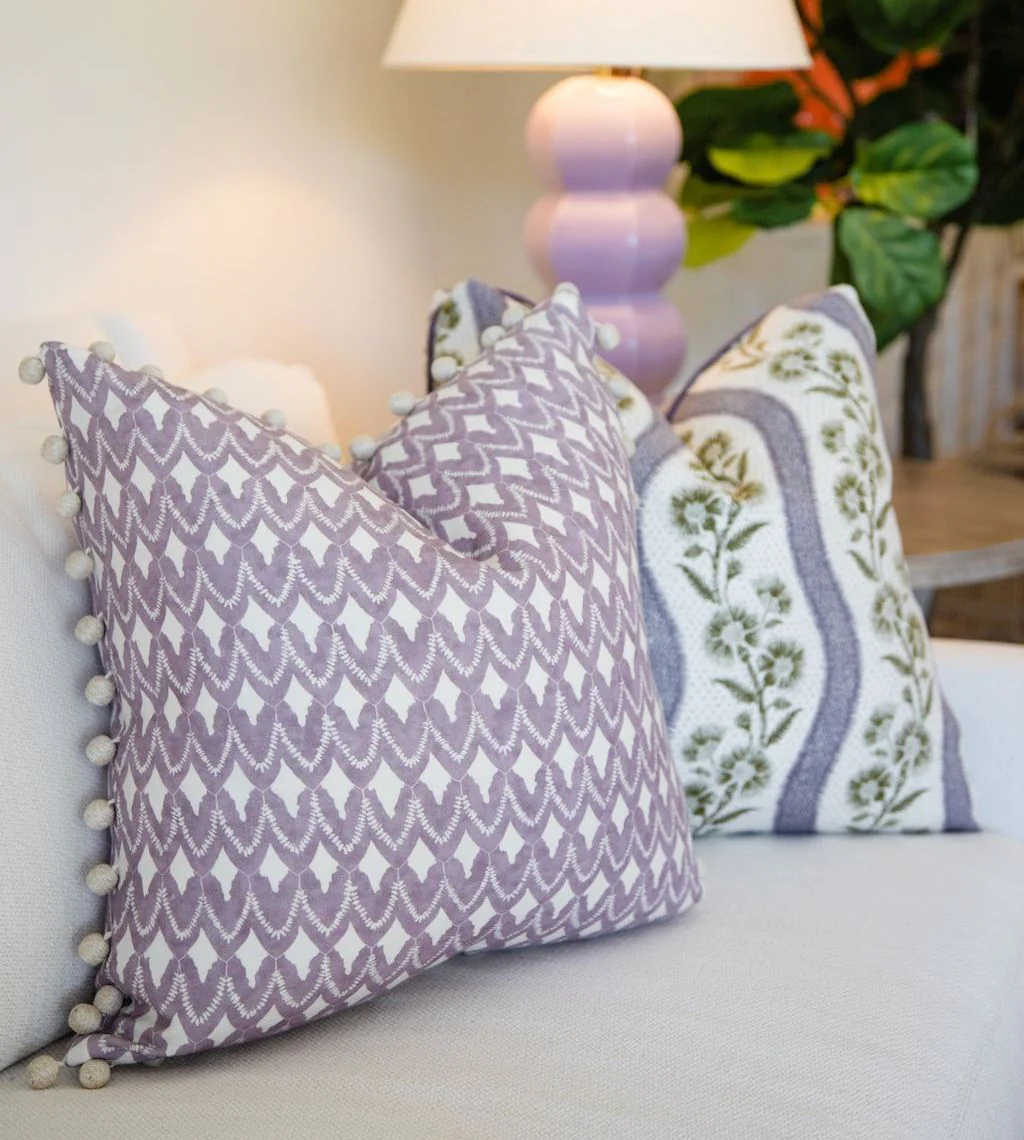 Harwick Stripe Olive and Plum Pillow - Image 2