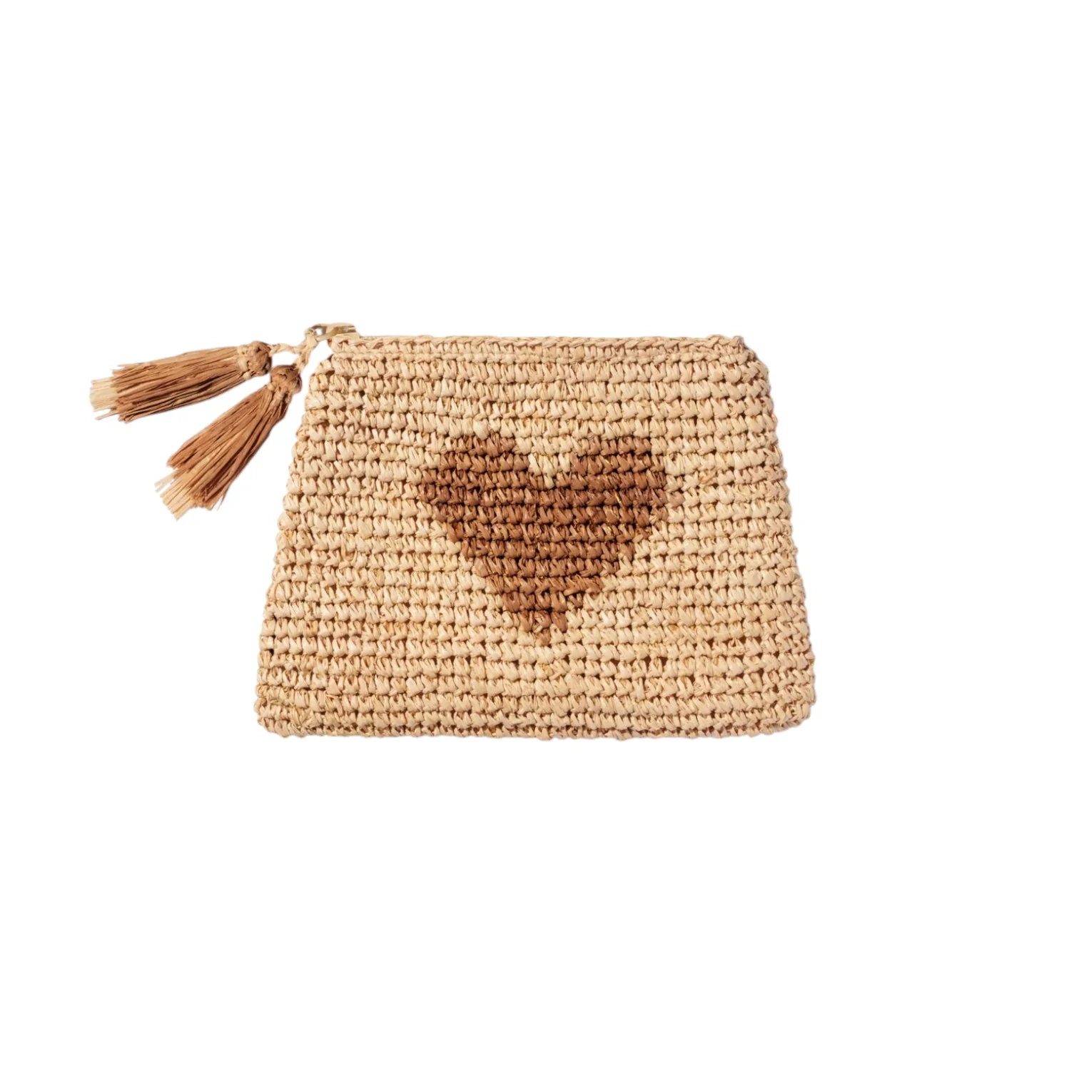 Heart Raffia Zip Pouch
