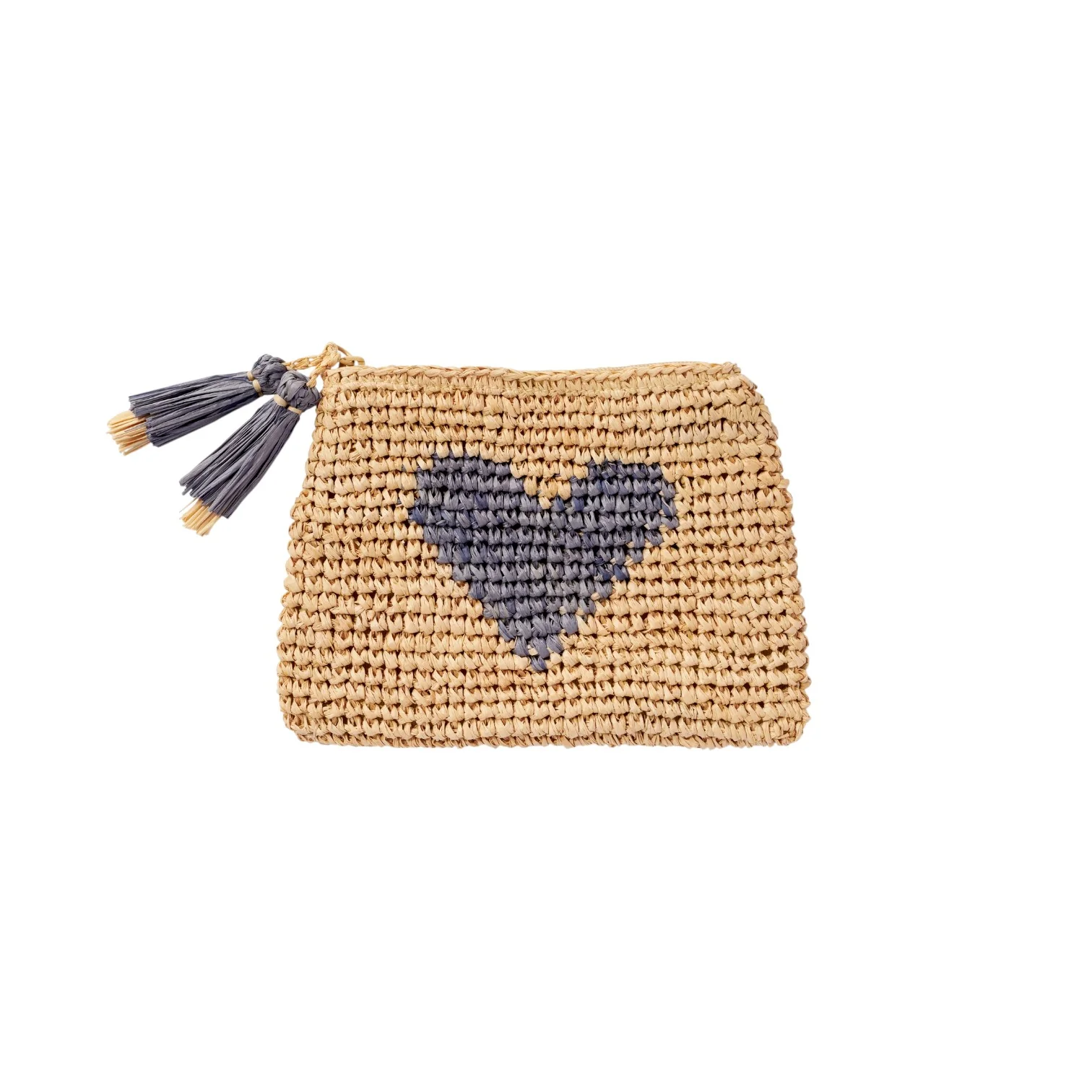 Heart Raffia Zip Pouch - Image 2