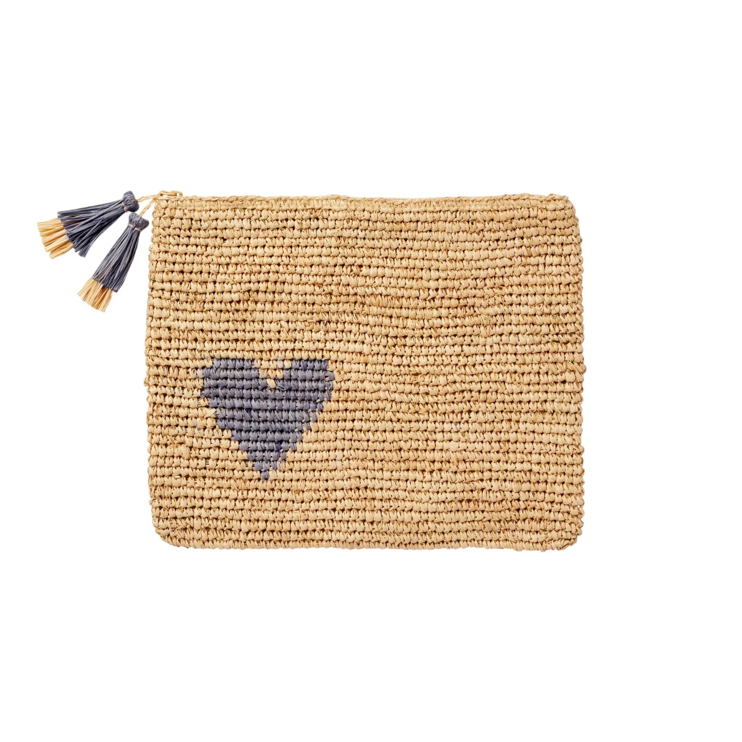 Heart Raffia Zip Pouch - Image 3