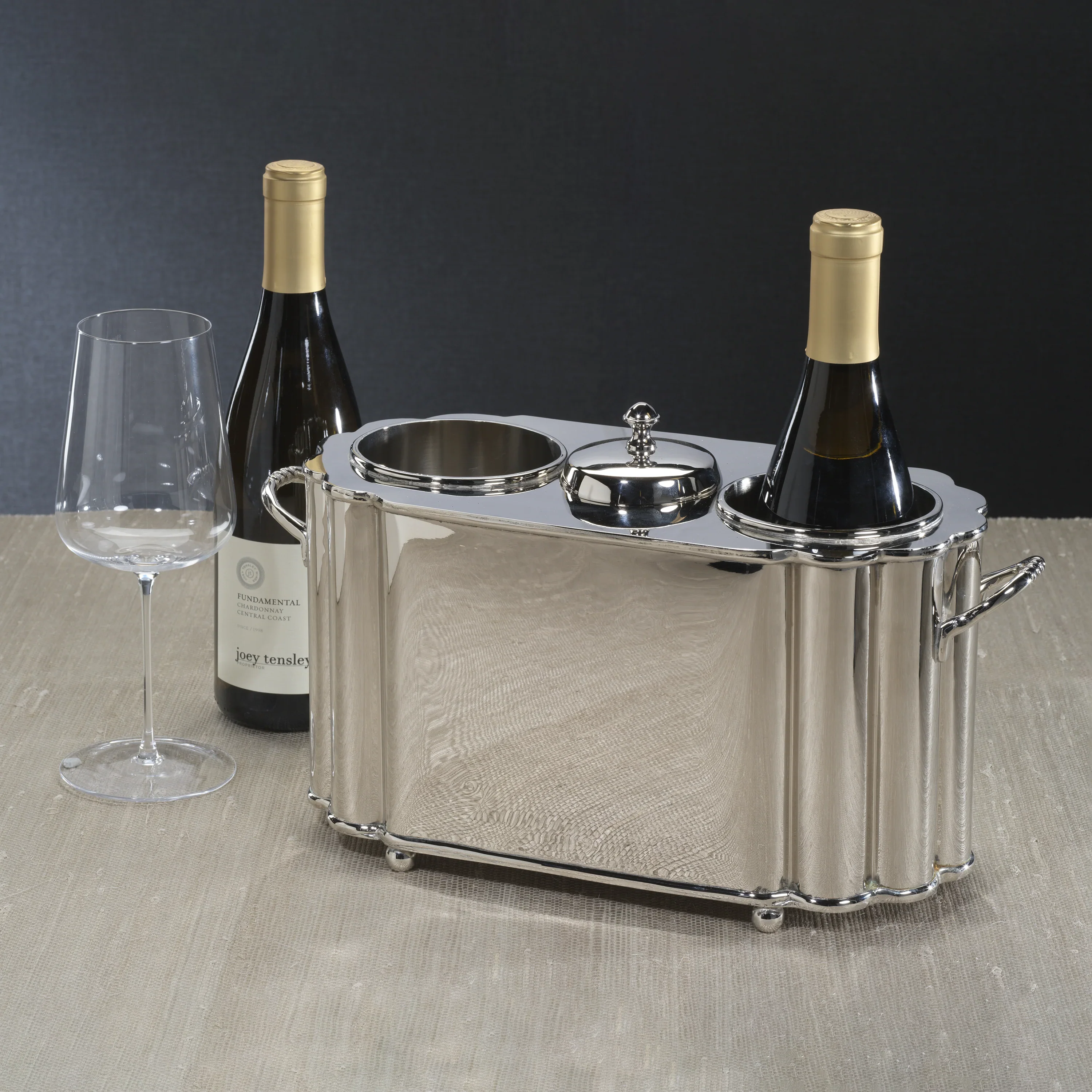 Alsace Brass Two Bottle Wine Cooler in Polished Nickel - Image 3