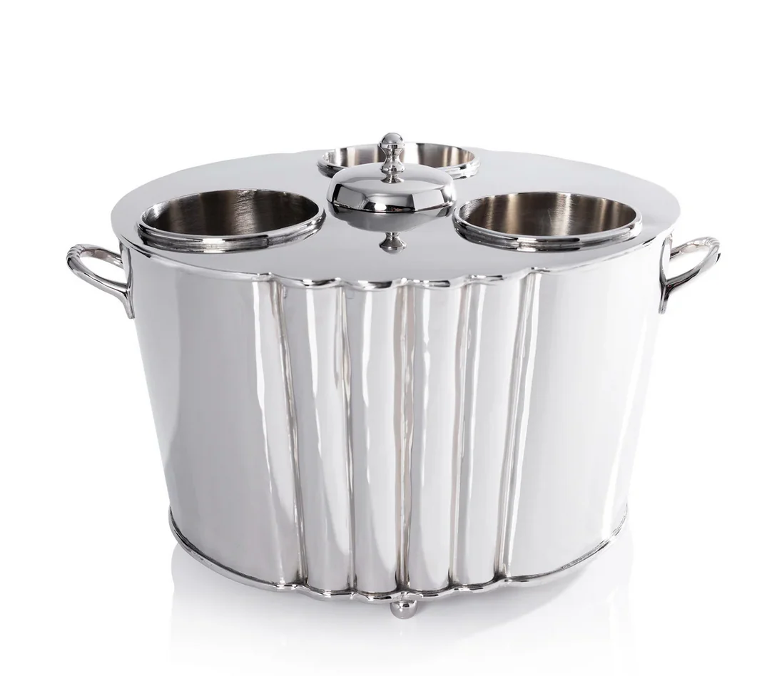 Alsace Three Bottle Wine / Champagne Cooler in Polished Nickel