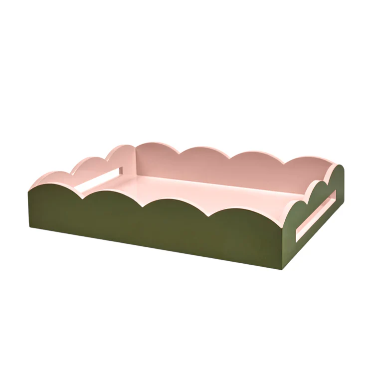 Two-Tone Scalloped Lacquer Tray Collection