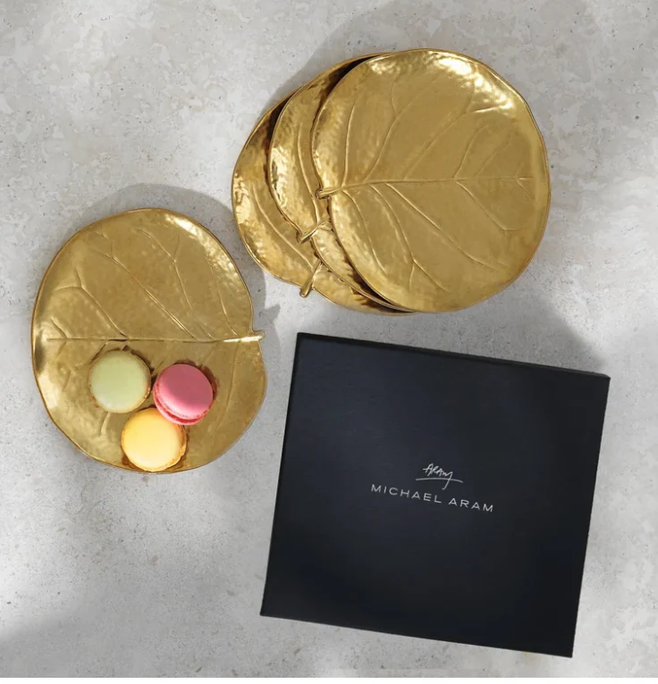 Botanical Leaf Gold Tidbit Plate Set - Image 4