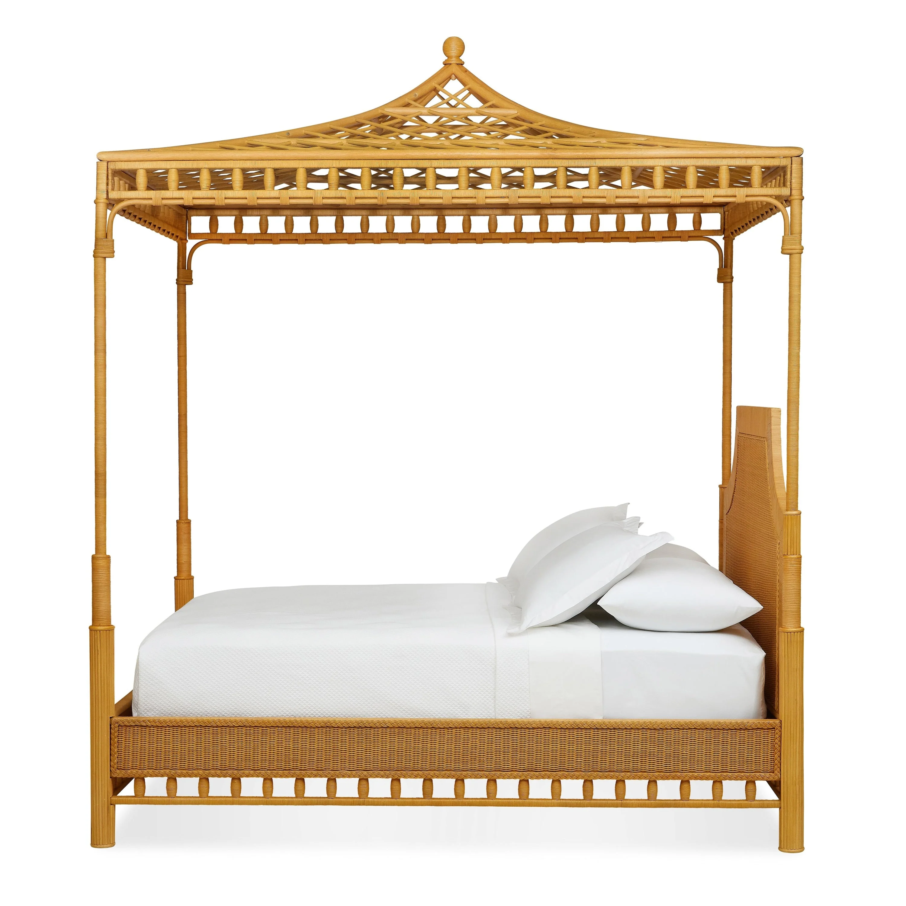 Rattan Trellis Canopy Bed - Image 3
