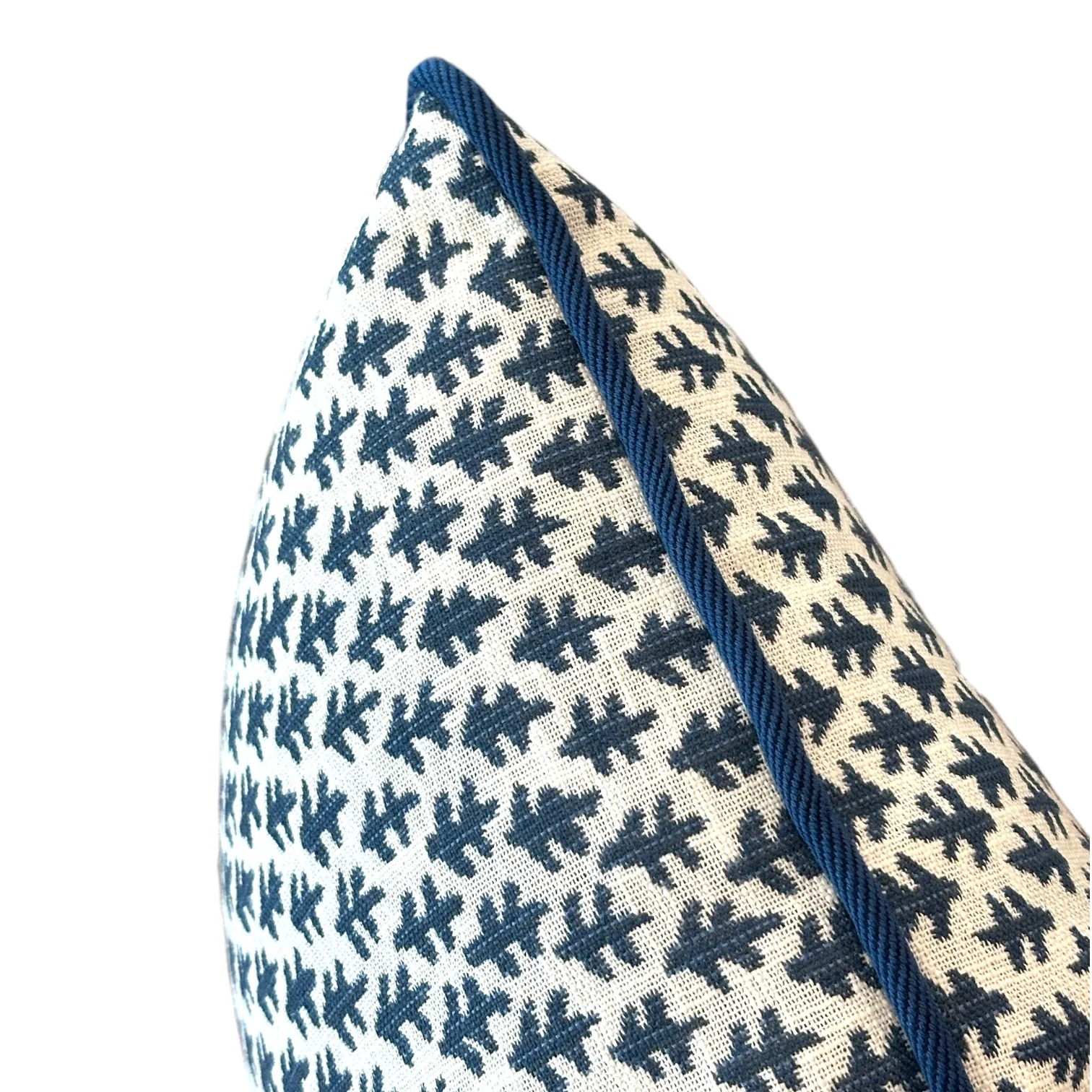 Burma White Indigo Outdoor Lumbar Pillow - Image 3