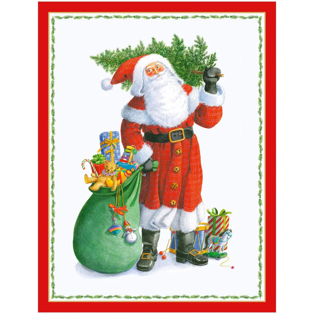 Santa Carrying Tree Boxed Cards