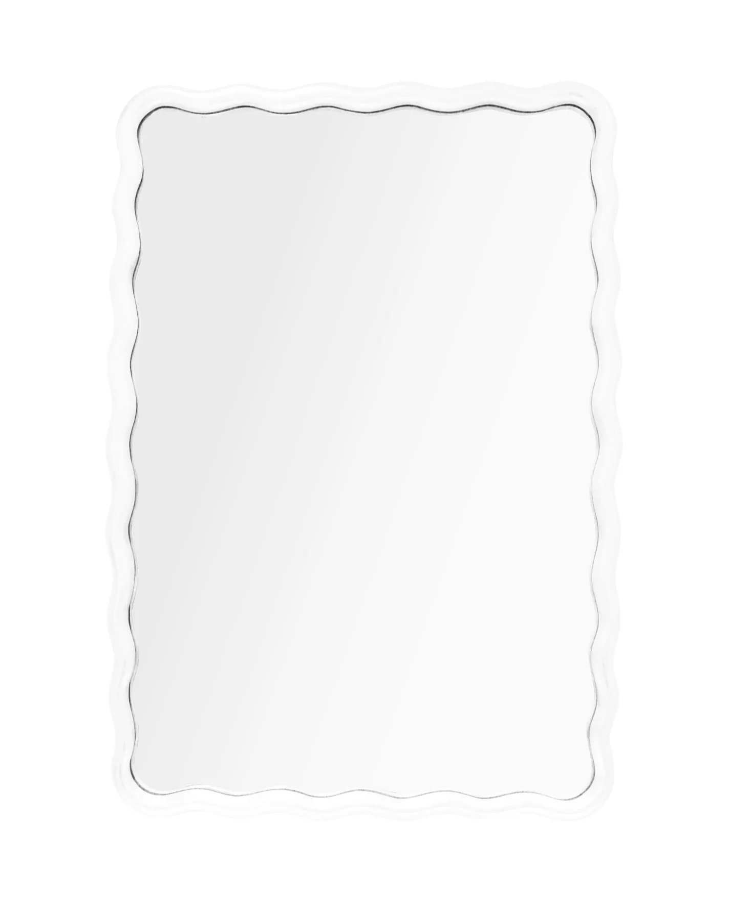 Scalloped Rectangular Mirror, White