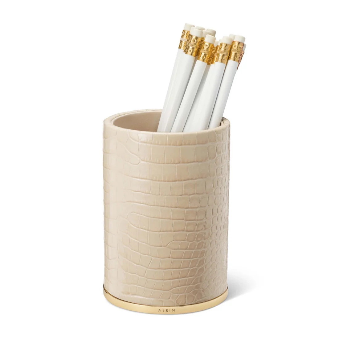 Classic Croc Leather Pencil Cup, Fawn - Image 2