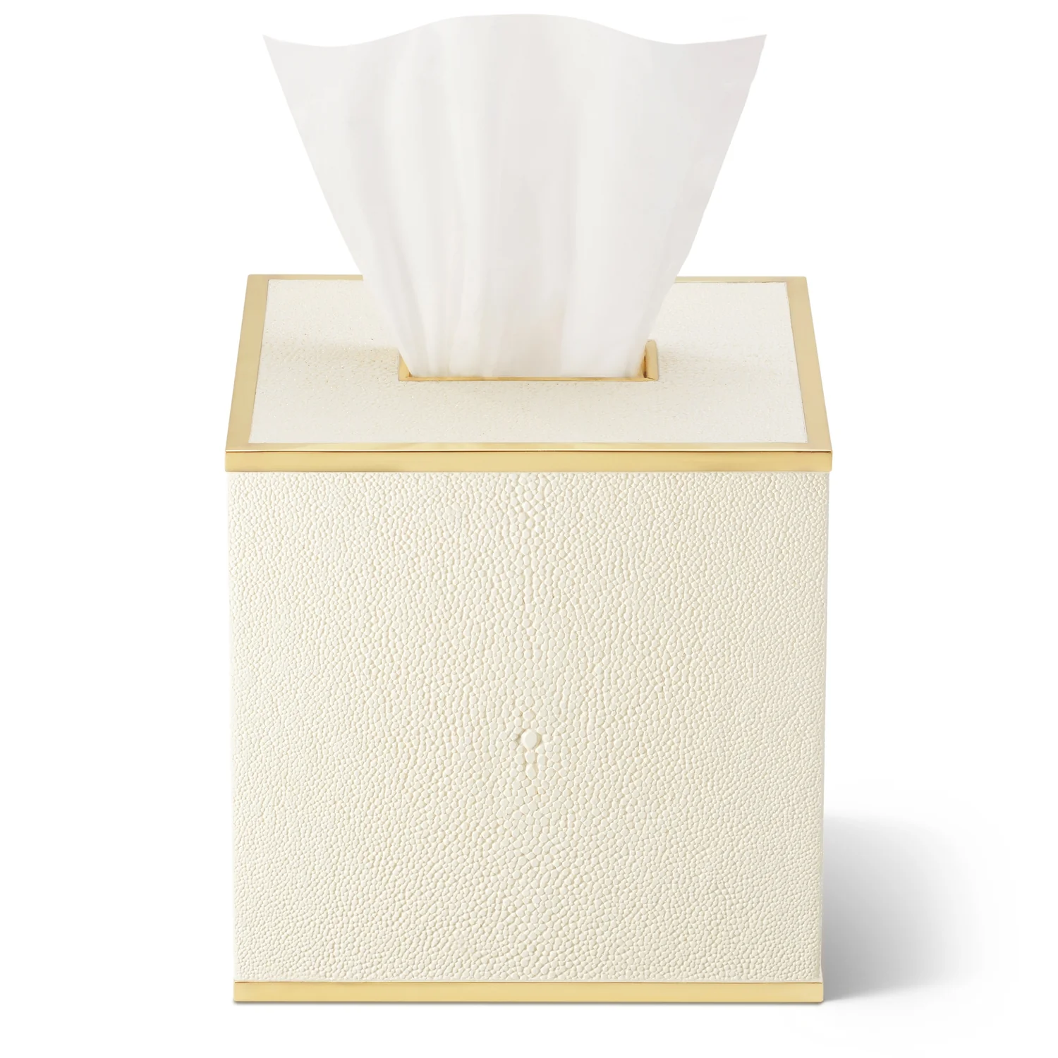 Classic Shagreen Tissue Box Cover, Cream