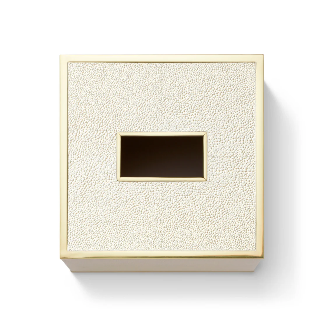 Classic Shagreen Tissue Box Cover, Cream - Image 2