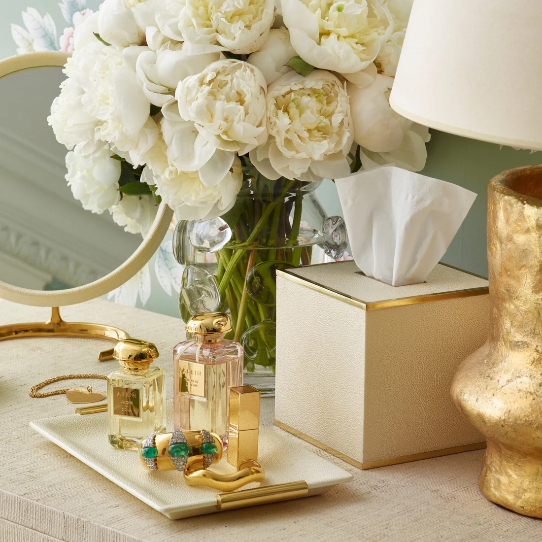 Classic Shagreen Tissue Box Cover, Cream - Image 3