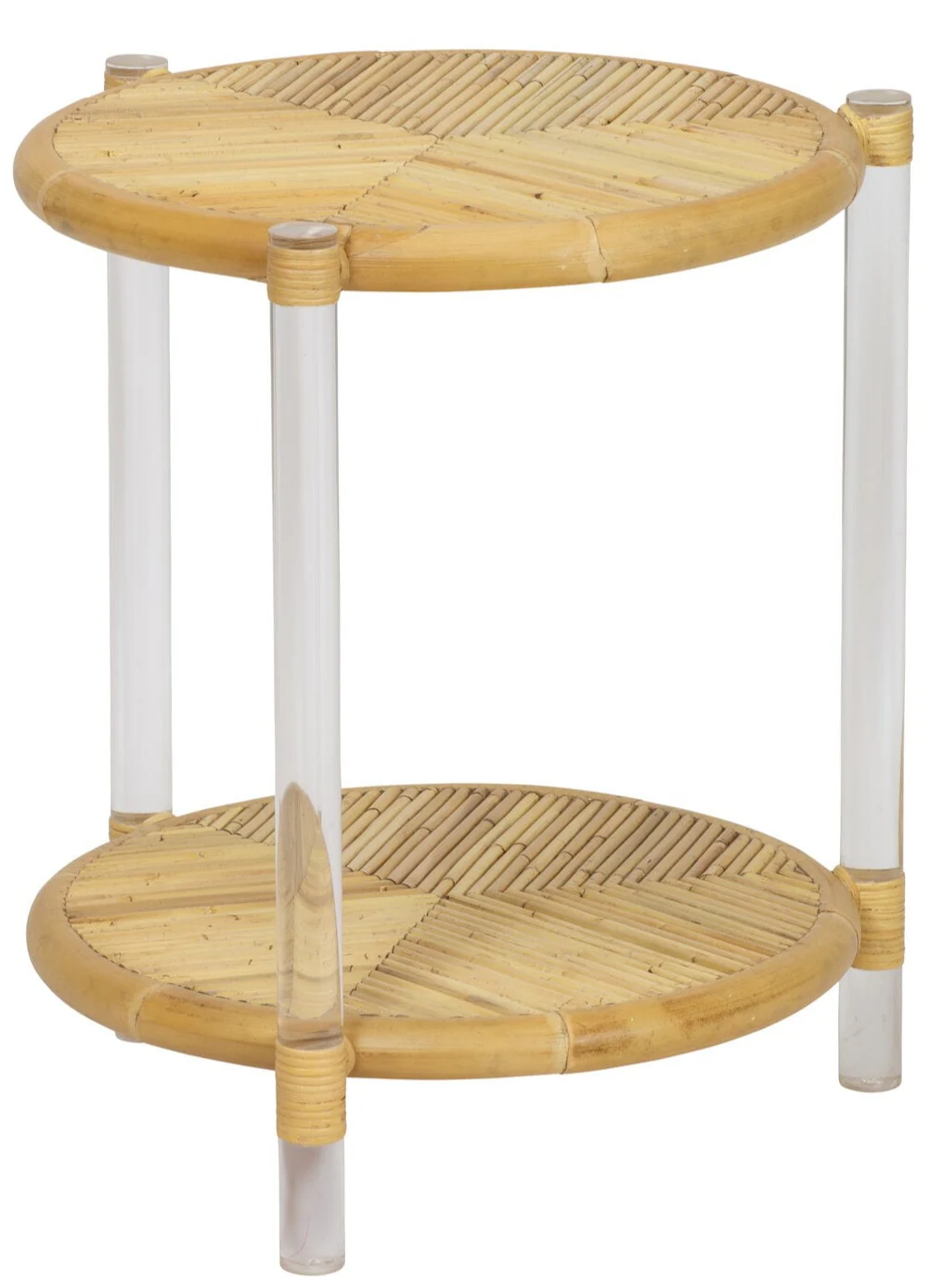 Acrylic and Rattan Side Table