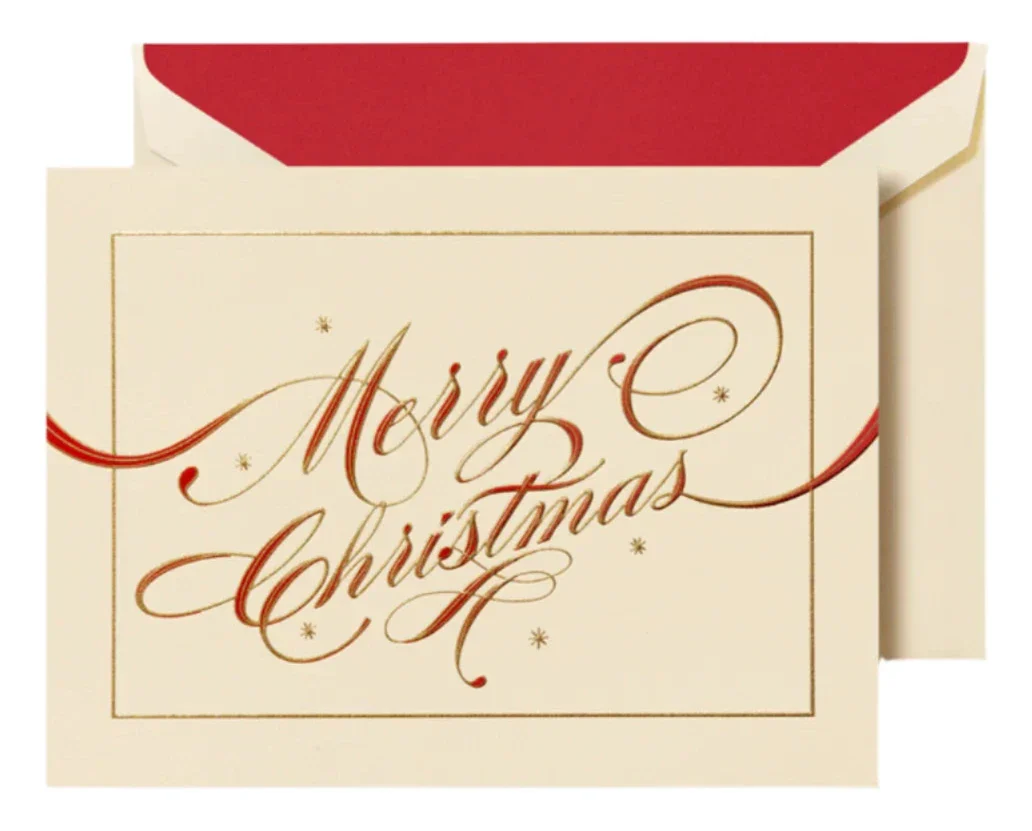Ribbon Flourish Merry Christmas Card Set