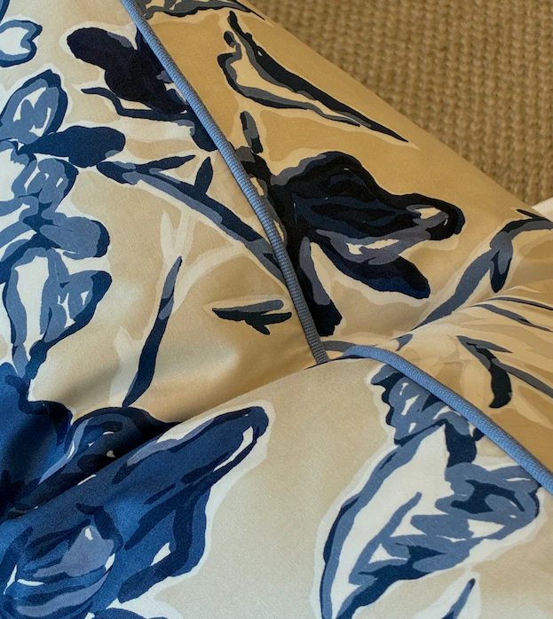 Roses Blue and Cream Pillow - Image 2