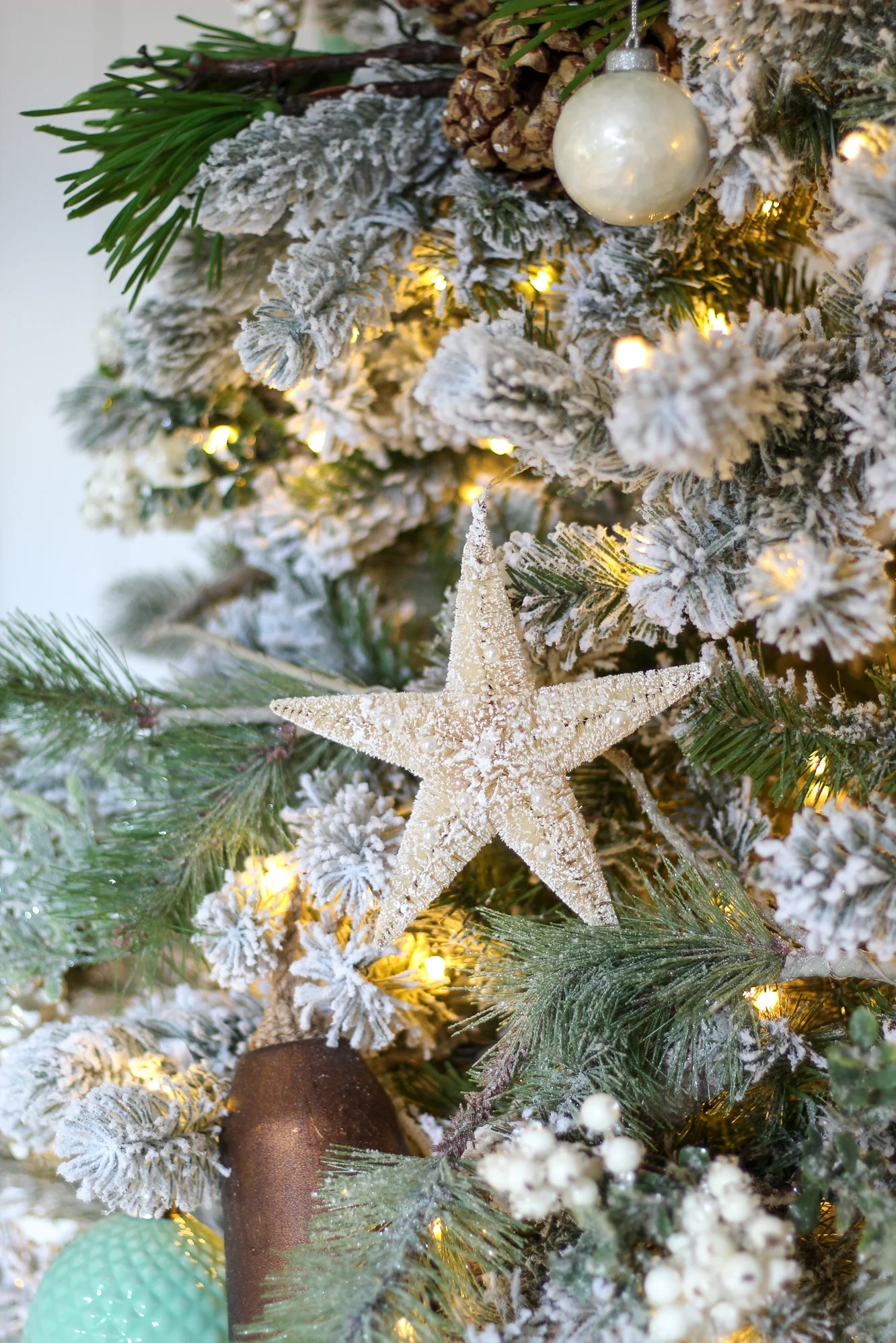 Mini Pearl Bottlebrush Star Ornament - Image 2