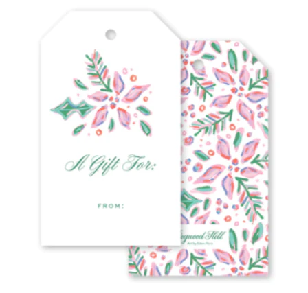 Pink Poinsettia Gift Tag Set