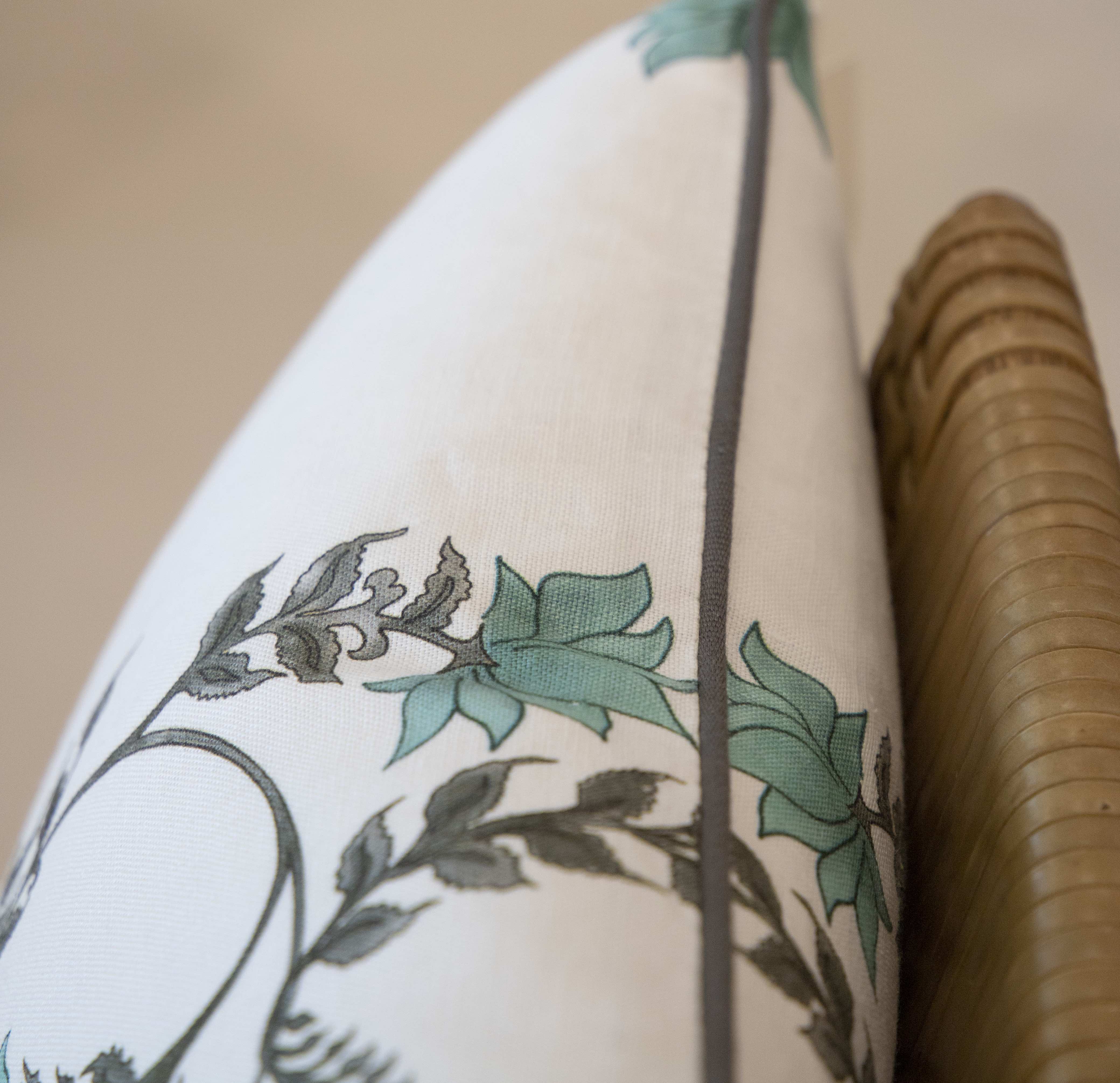Poppy Stripe Aqua Lumbar Pillow - Image 2