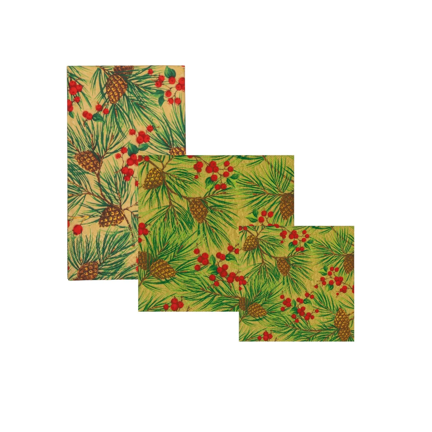 Evergreen and Berries Gold Napkin Collection