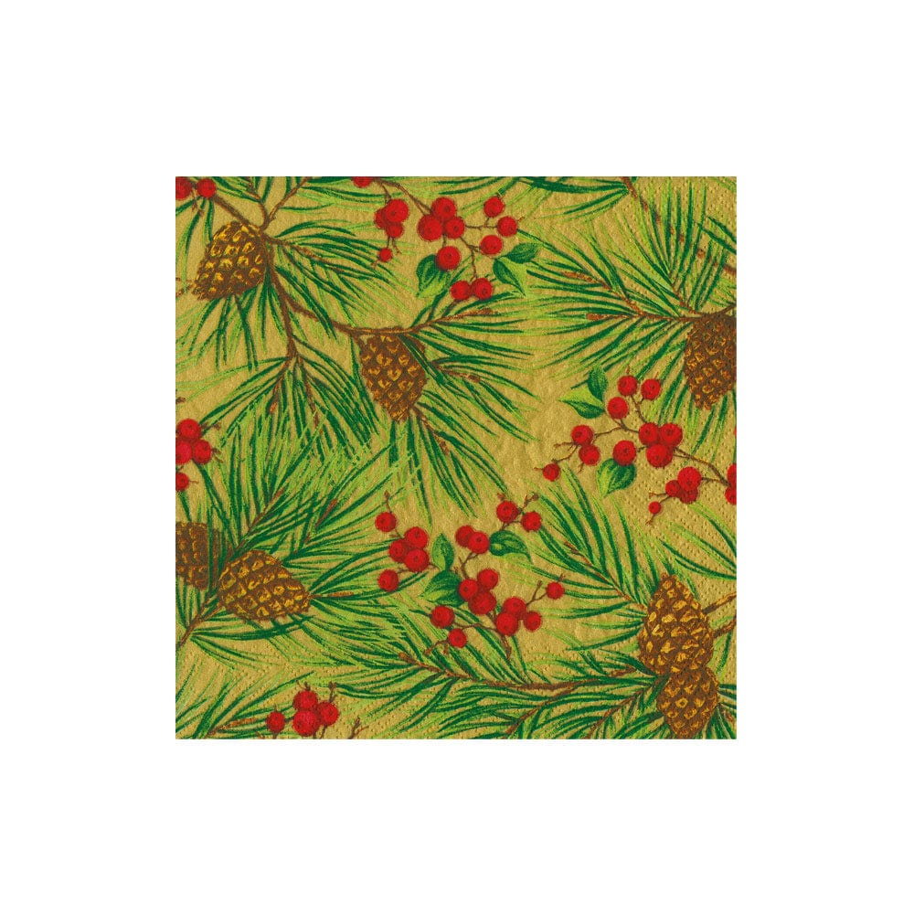 Evergreen and Berries Gold Napkin Collection - Image 2