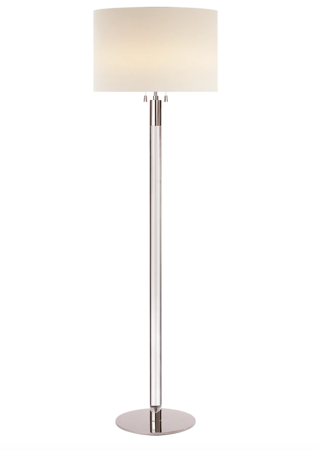 Riga Floor Lamp, Polished Nickel and Clear Glass