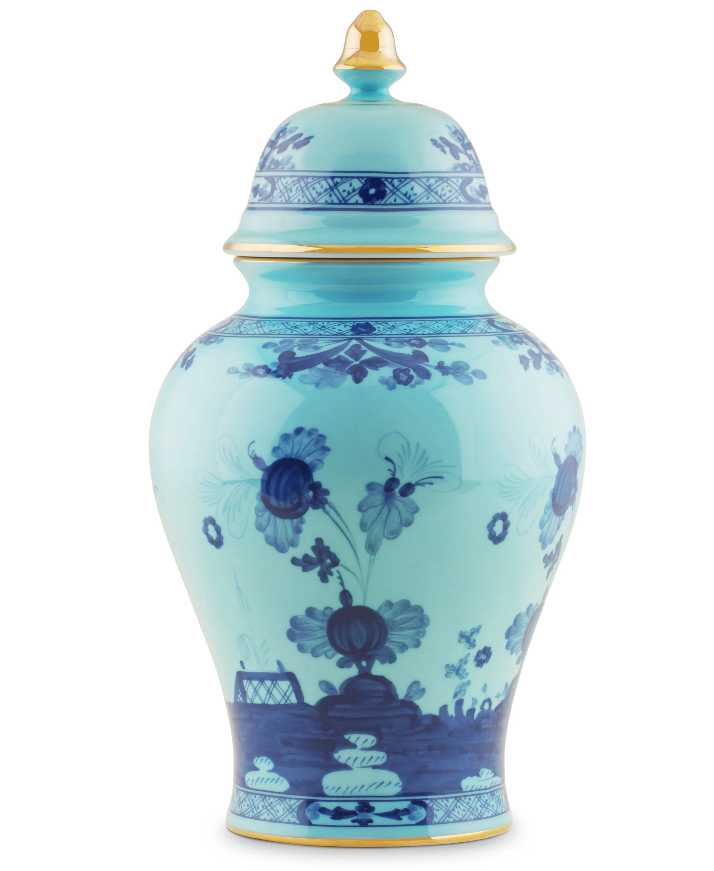 Oriente Italiano Iris with Gold Vase and Cover