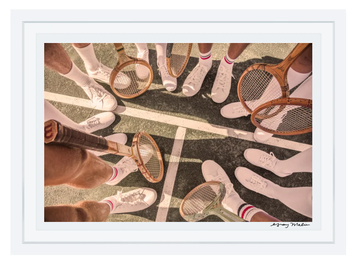 Gray Malin The Tennis Team Coral Beach Club, White Frame, 29.5" X 41.5"