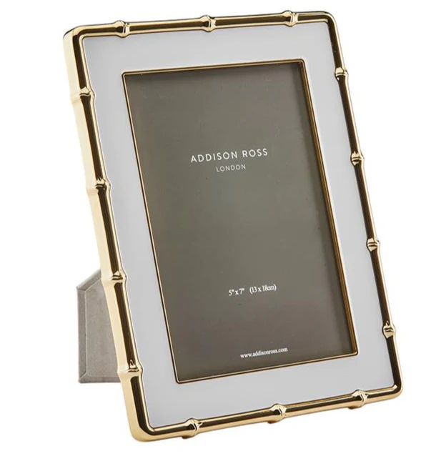 Gold and White Bamboo Frame, 5 x 7