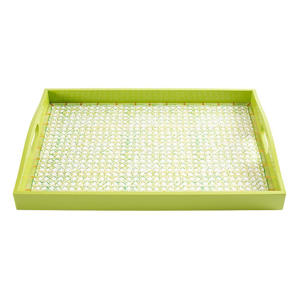 Green Trellis Lacquer Bar Tray