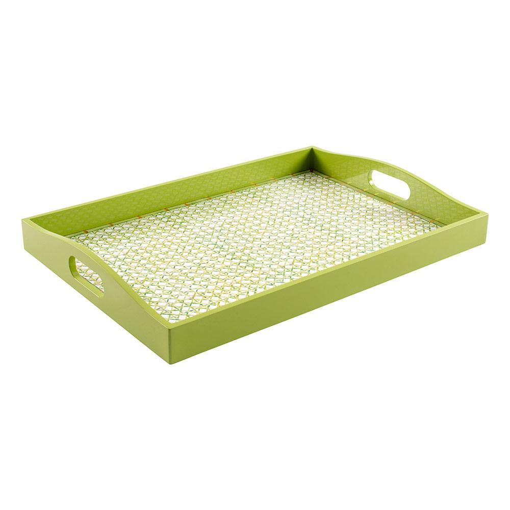 Green Trellis Lacquer Bar Tray - Image 2