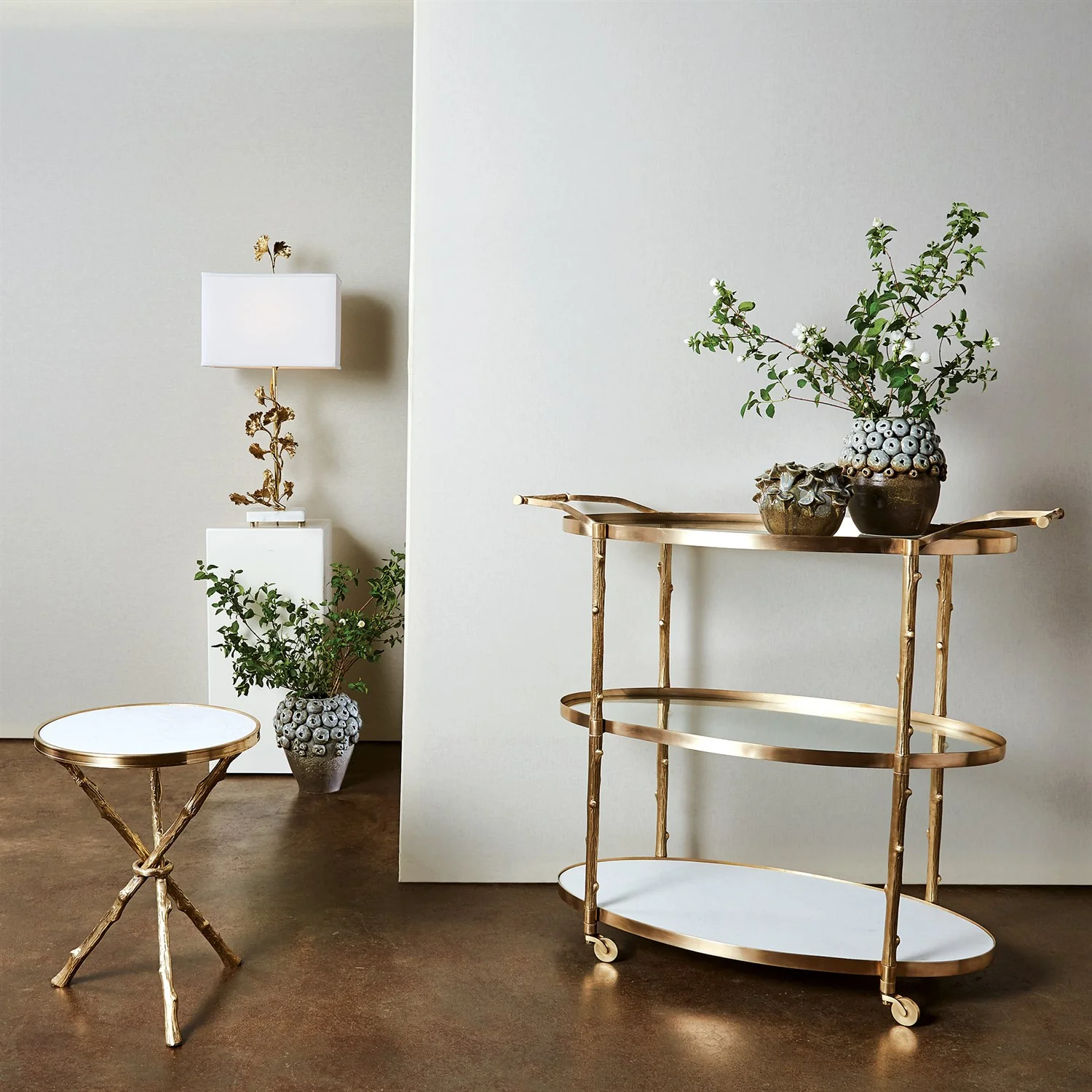 Arbor Brass Bar Cart - Image 3