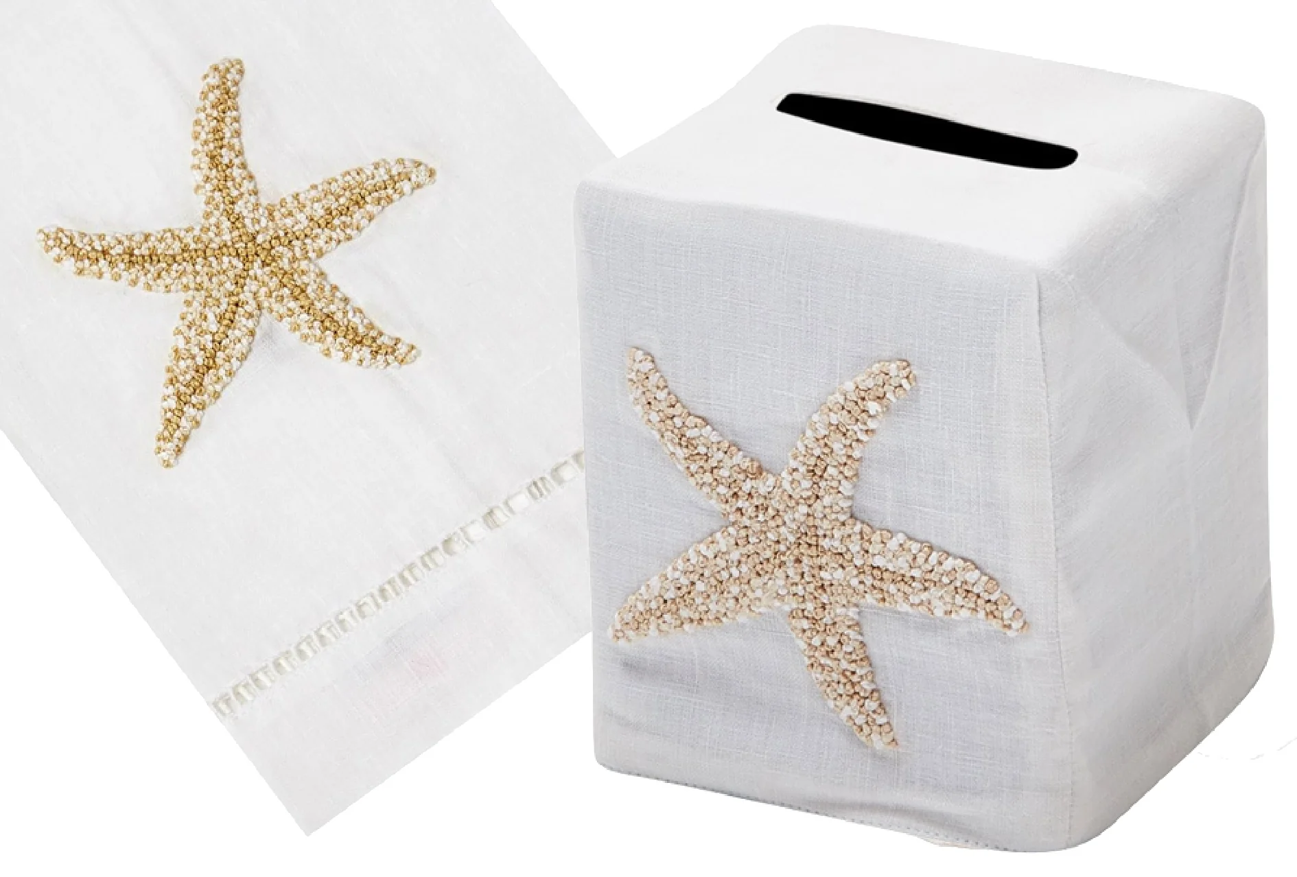Starfish Bath Collection, Cream on White
