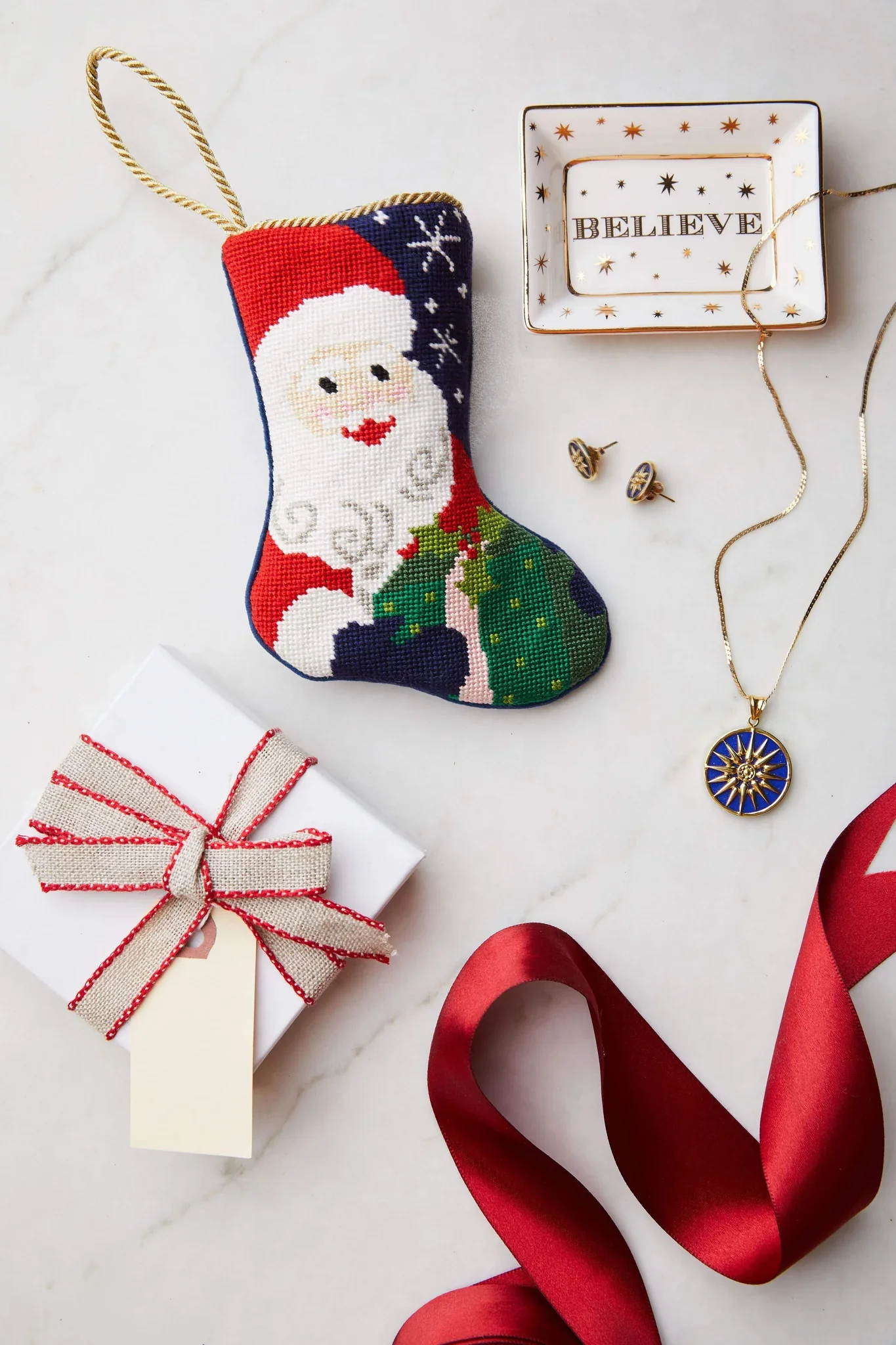 Ho Ho Ho Santa Needle Point Stocking - Image 2