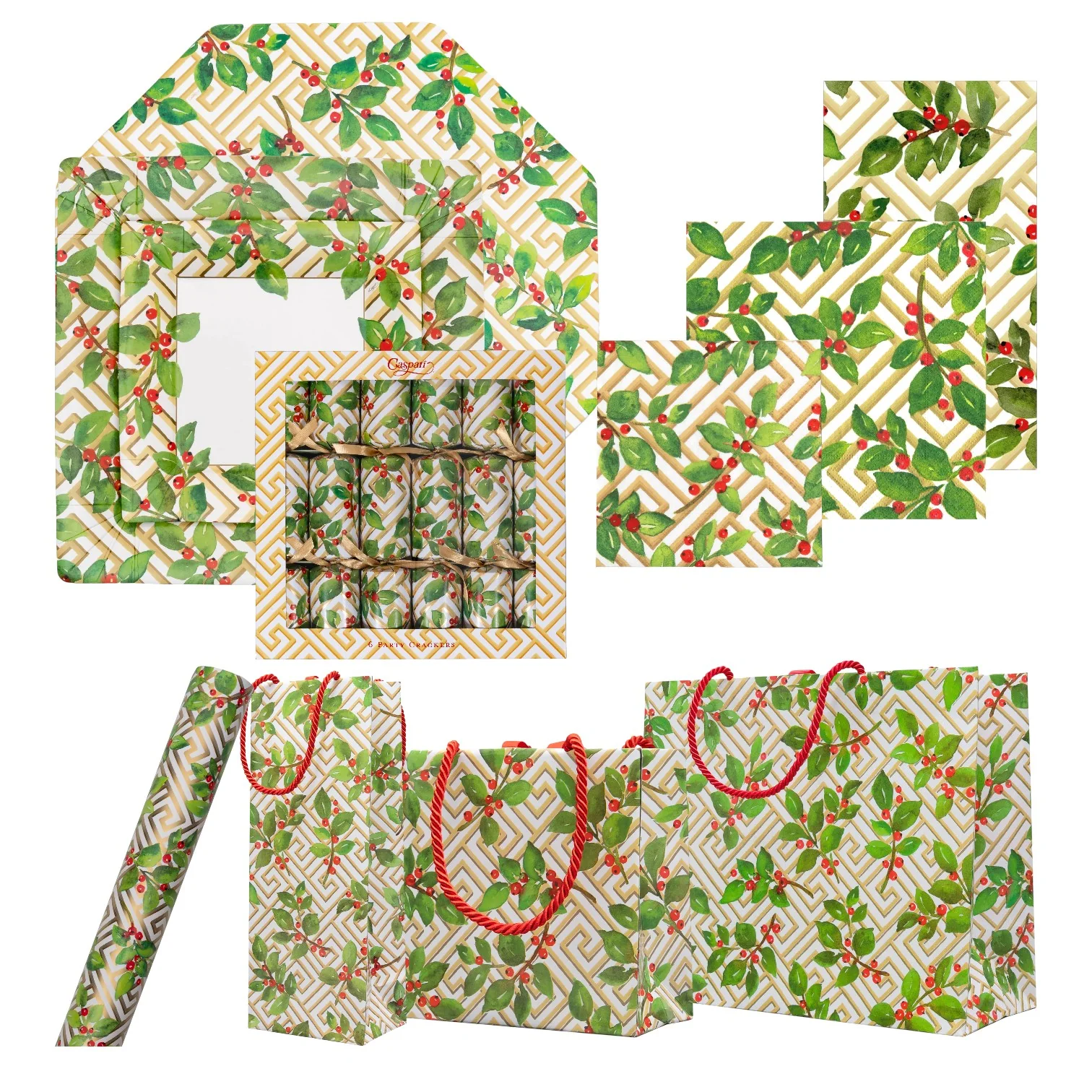 Holly and Fretwork White Napkin and Tabletop Collection