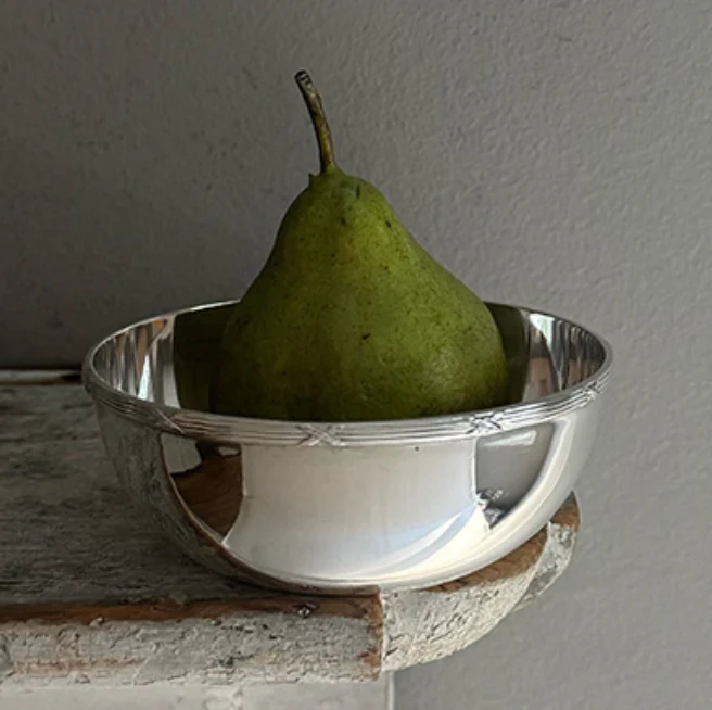 Vintage Bowl with Ribbon & Reed Top Rim - Image 2