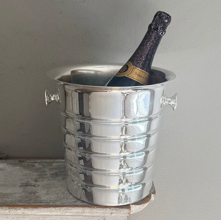 Vintage Champagne Bucket with Flared Top & Ribbed Body - Image 2