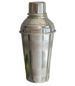 Vintage Cocktail Shaker with Double Engine-Turned Bands