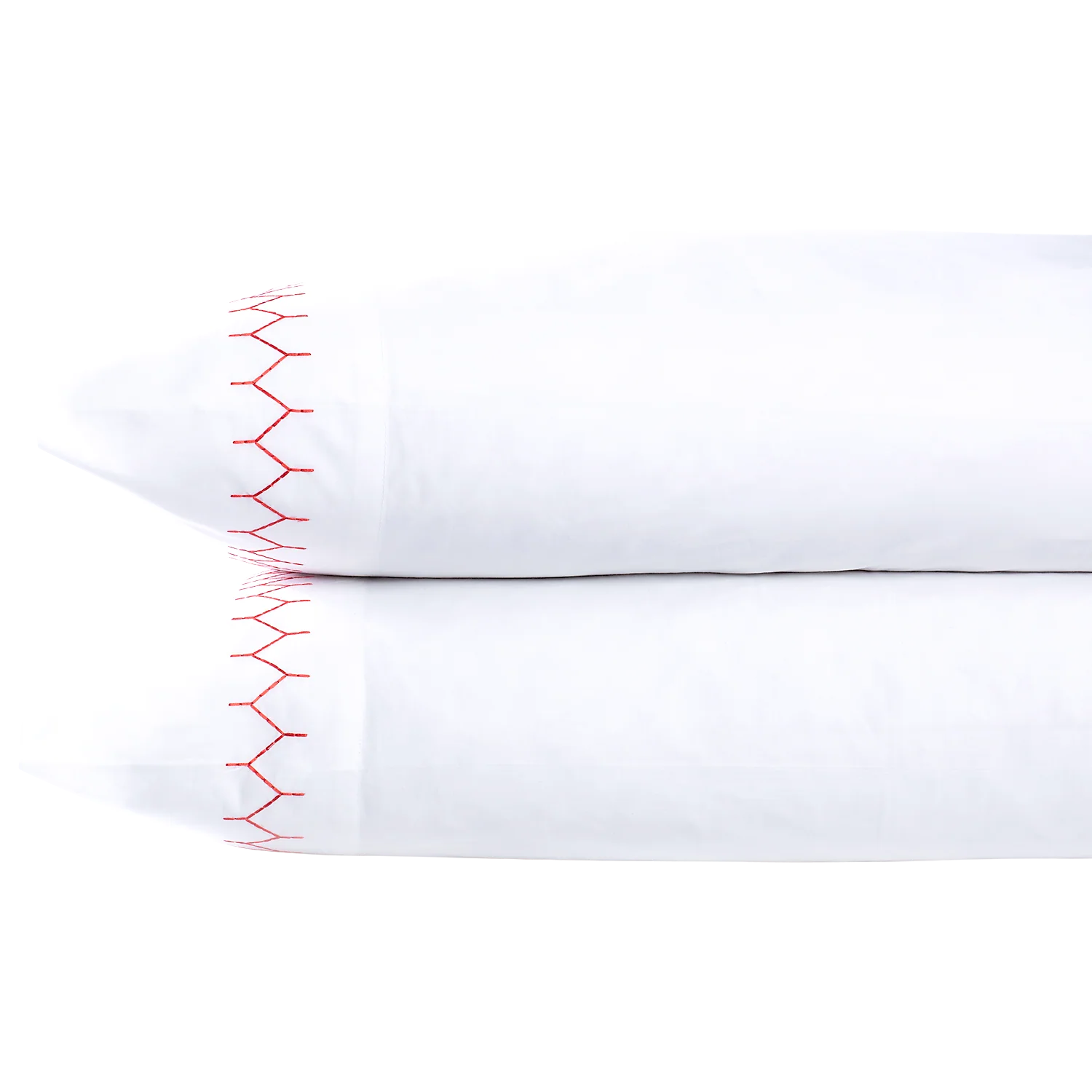 Stitched Coral Pillowcase Pair