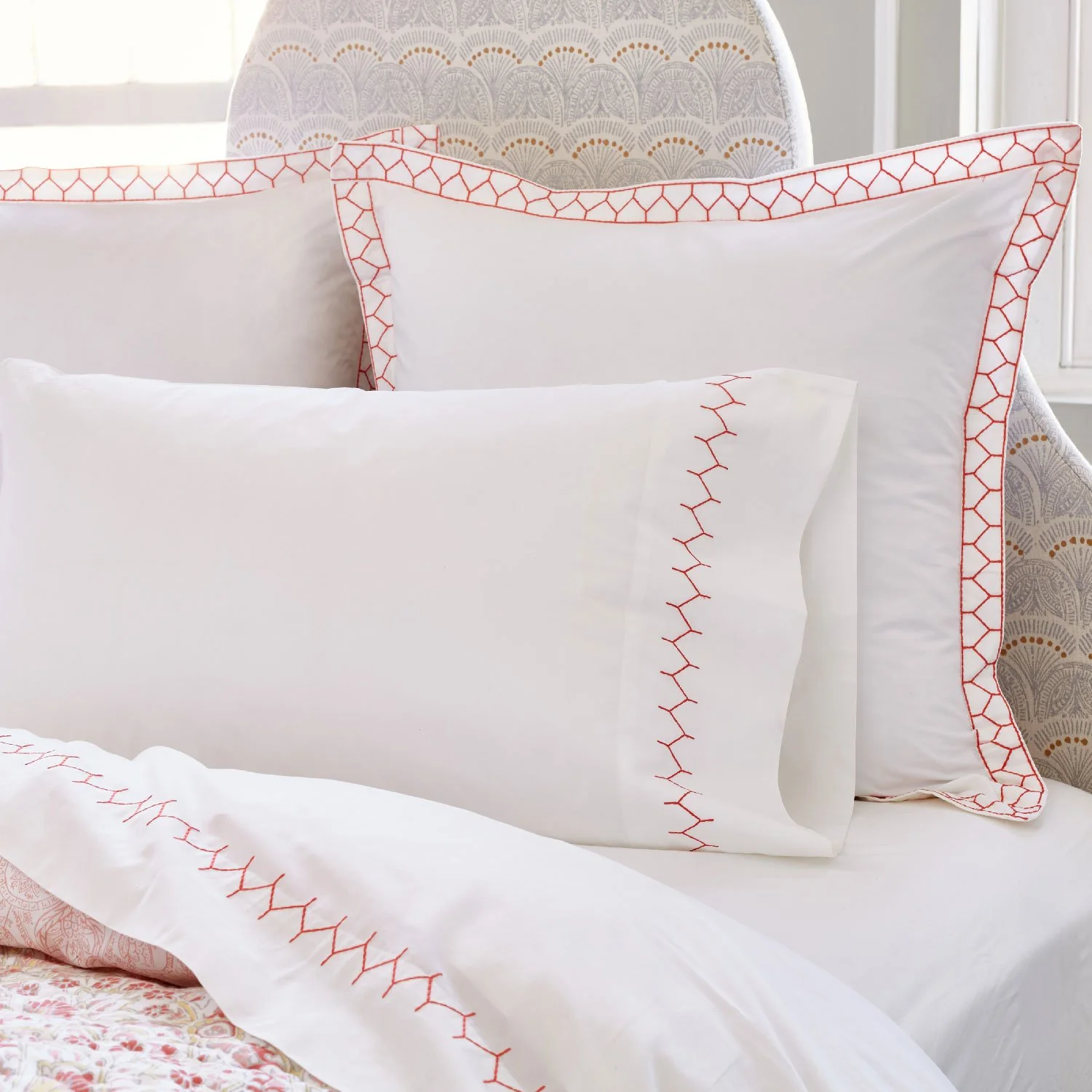 Stitched Coral Pillowcase Pair - Image 3