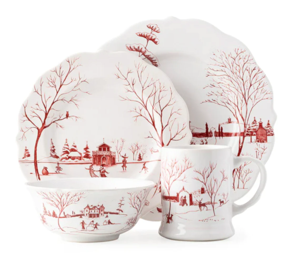 Country Estate Winter Frolic Ruby Dinnerware Collection