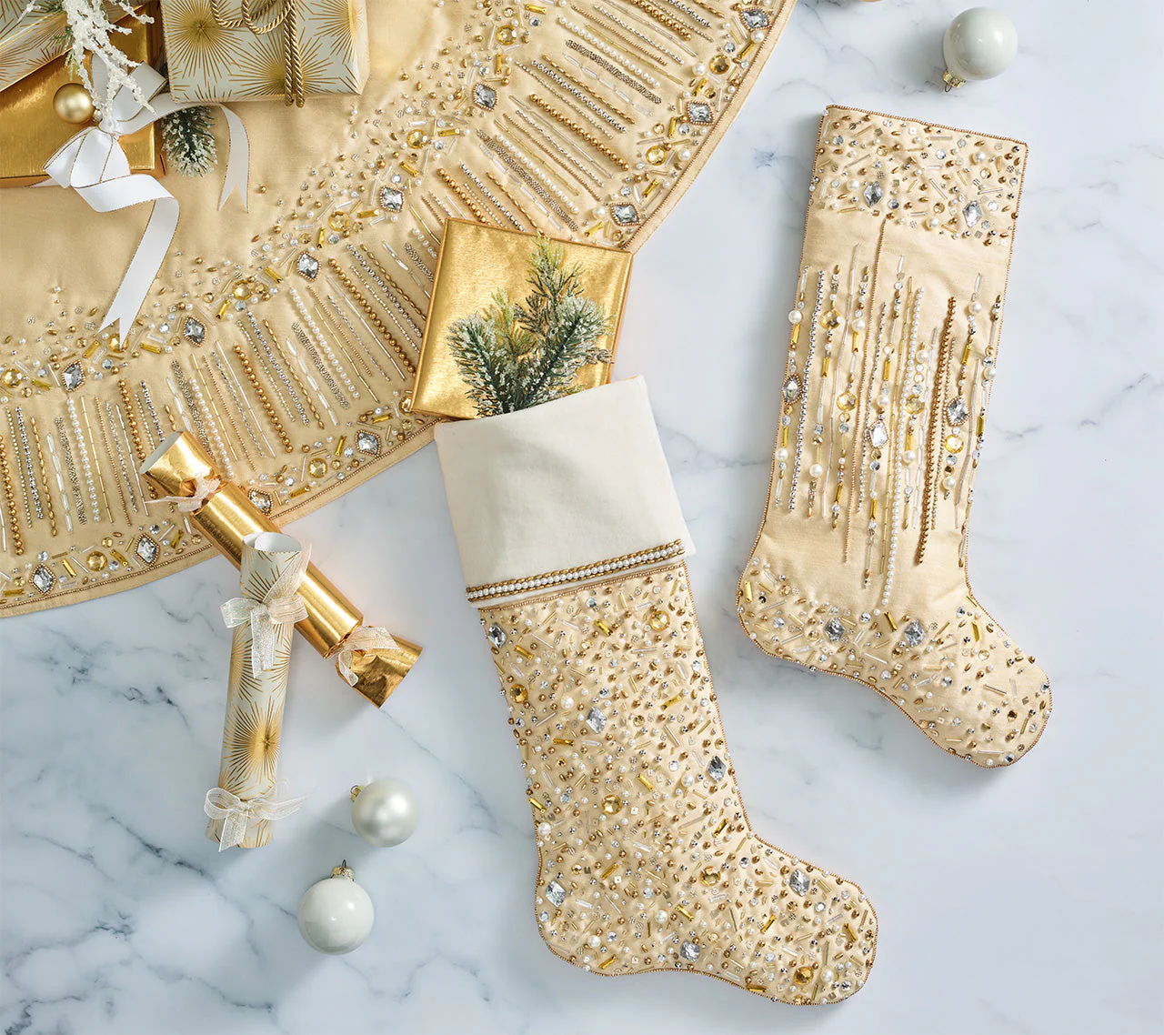Gilded Sparkle Stocking and Tree Skirt Collection - Image 3