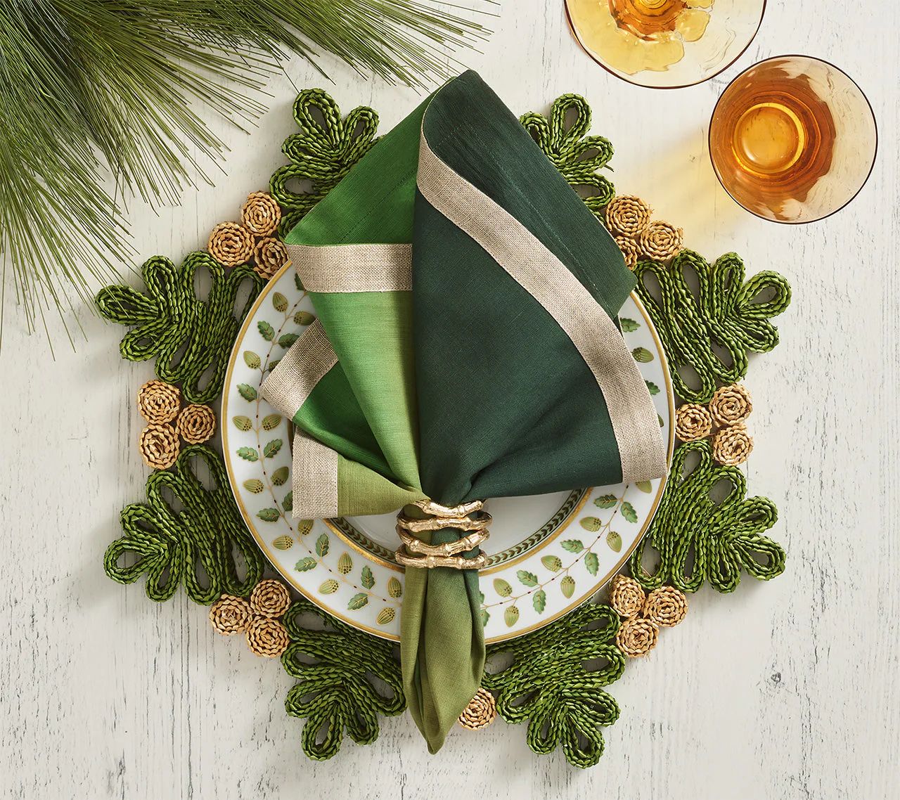 Verve Placemat in Green & Natural - Image 2