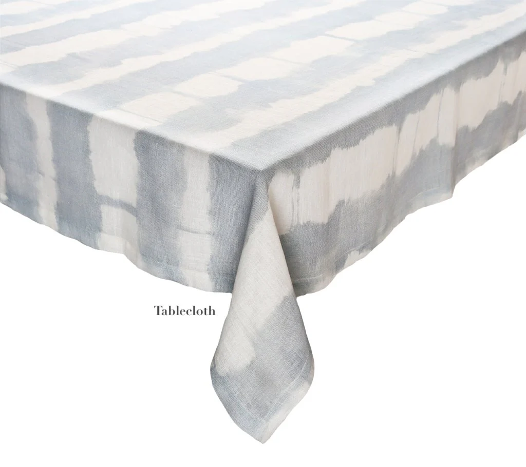 Watercolor Stripe White/Blue Linen Collection - Image 4