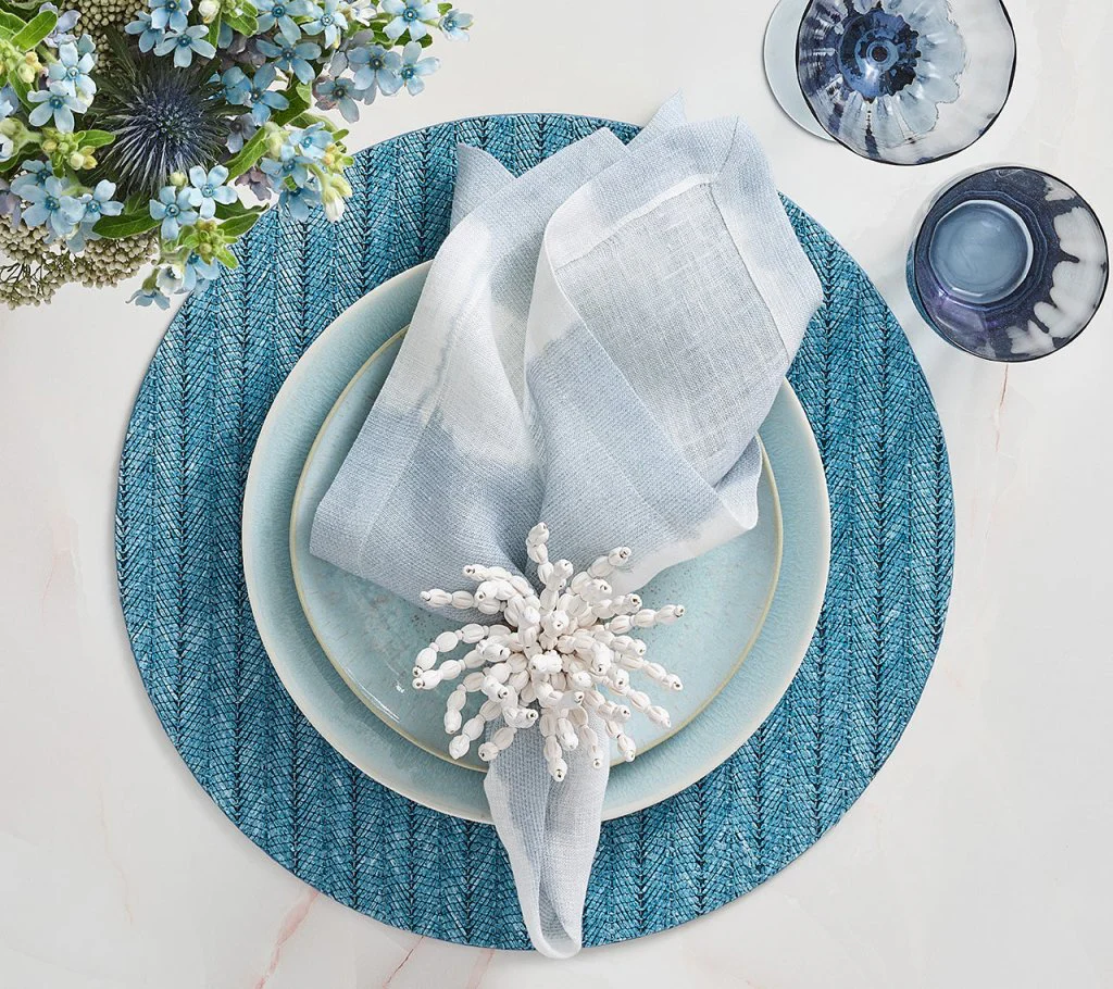 Watercolor Stripe White/Blue Linen Collection - Image 5