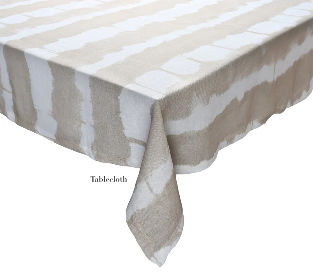 Watercolor Stripe White/Natural Linen Collection - Image 2