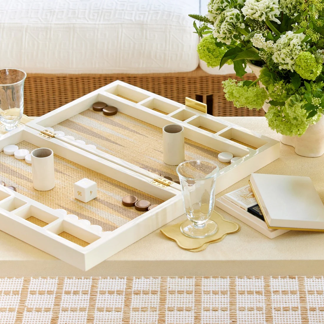 Lacquer Backgammon Set, Cream - Image 3